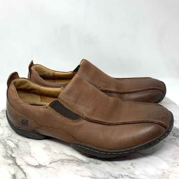 Born Alpert Brown Leather Slip-On Loafers 8/41 Mens Comfort Casual Work Preppy